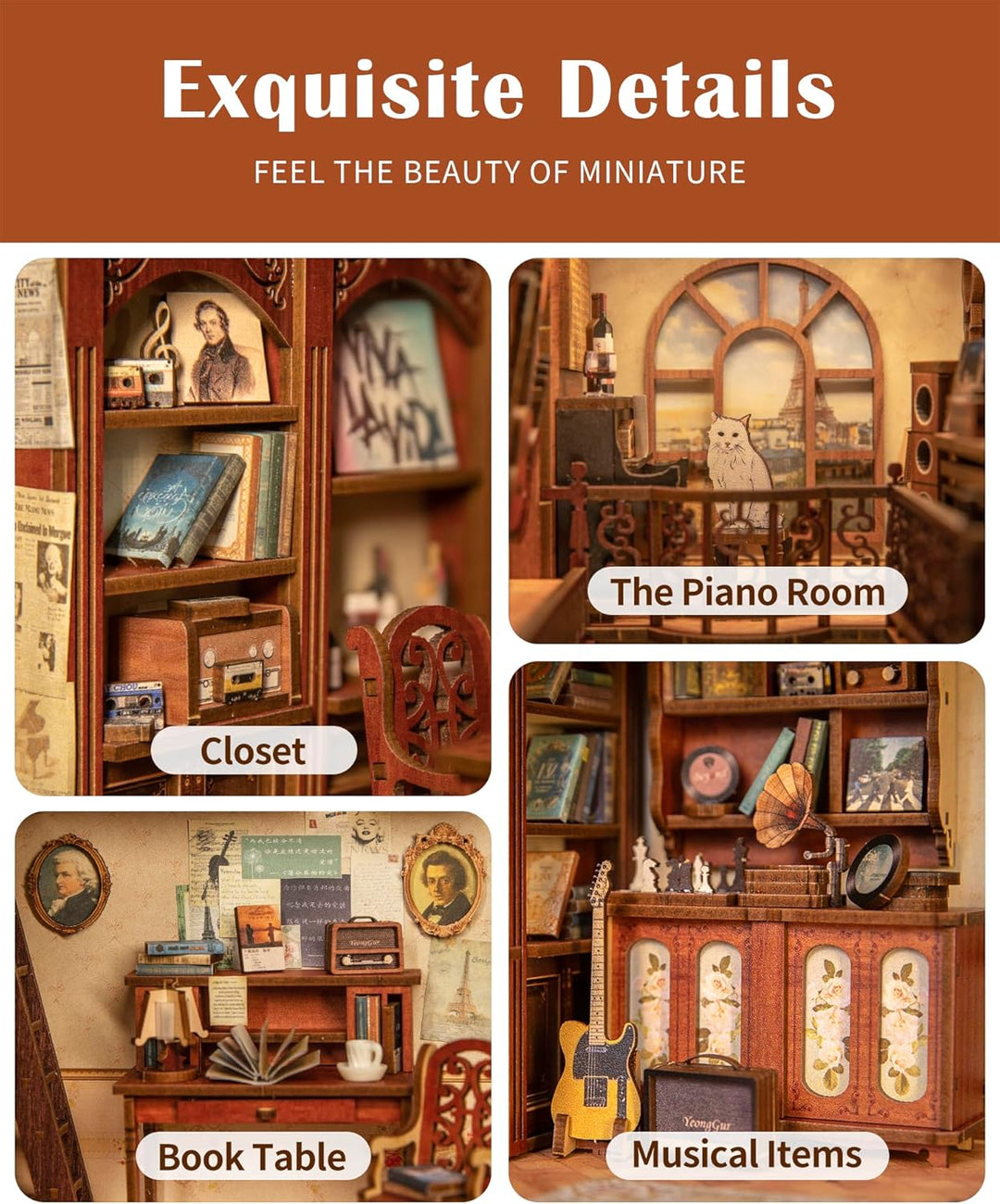 Book Nook Wizardi Miniature - The Secret Rhythm Roombox Kit