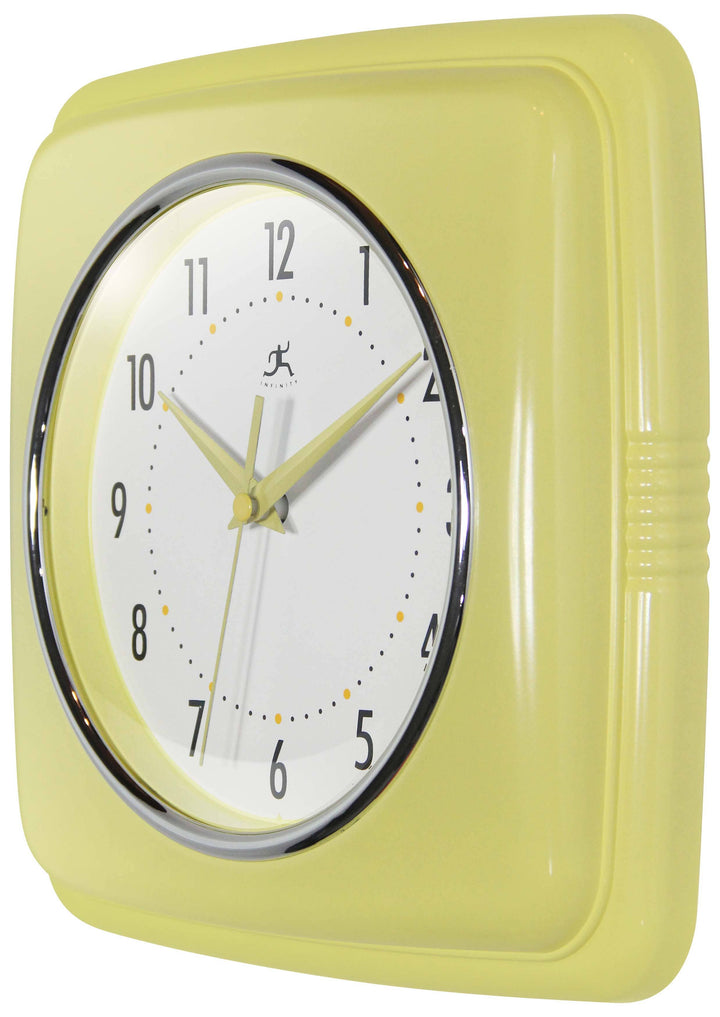 Retro Square Yellow Indoor Wall Clock