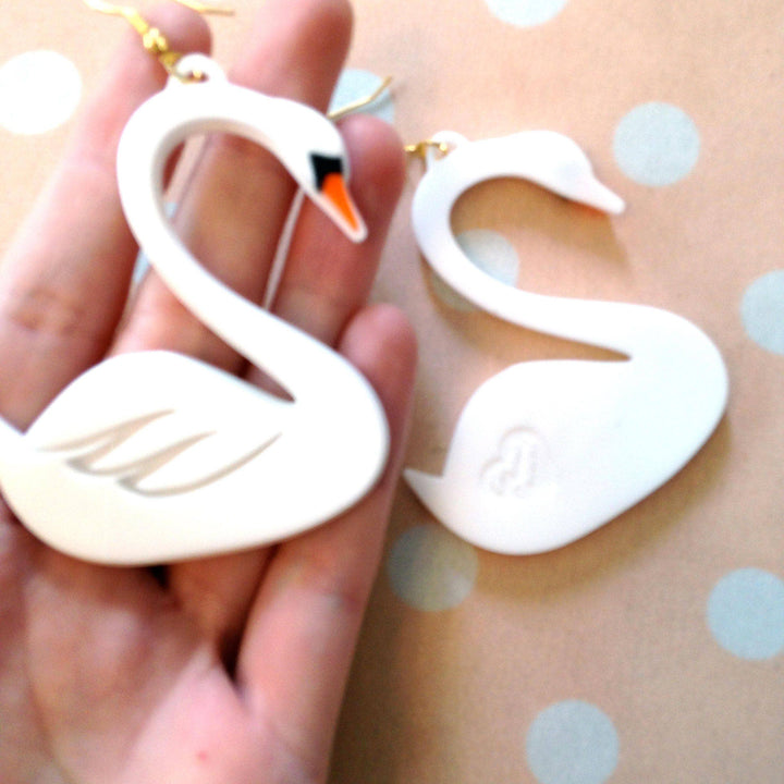 White Swan Statement Earrings