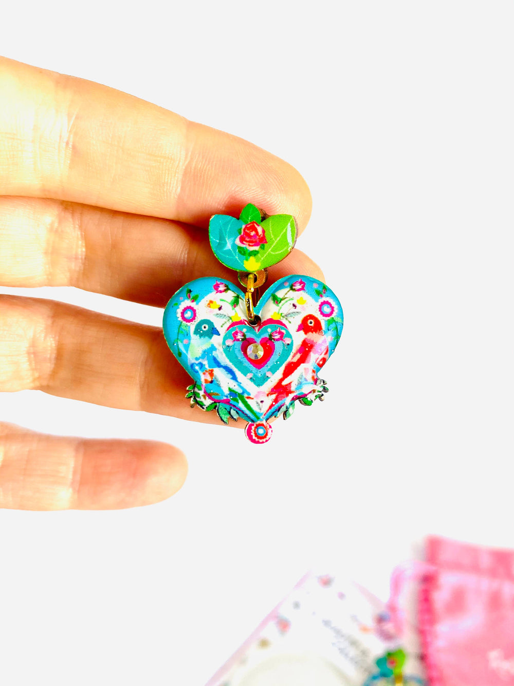 Love Bird Heart Shaped Earrings by Rosie Rose Parker