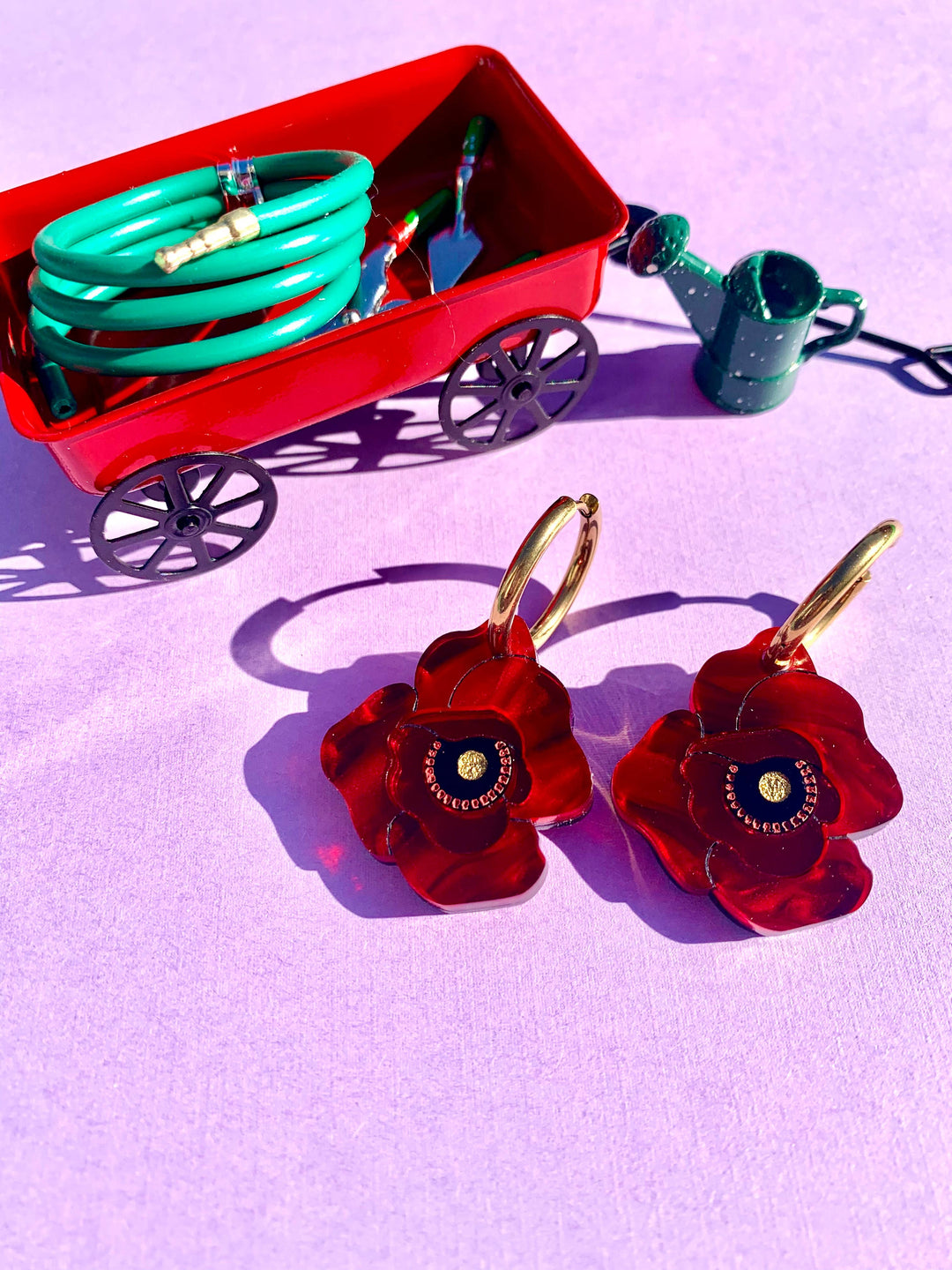 Poppy Flowers Acrylic Statement Earrings