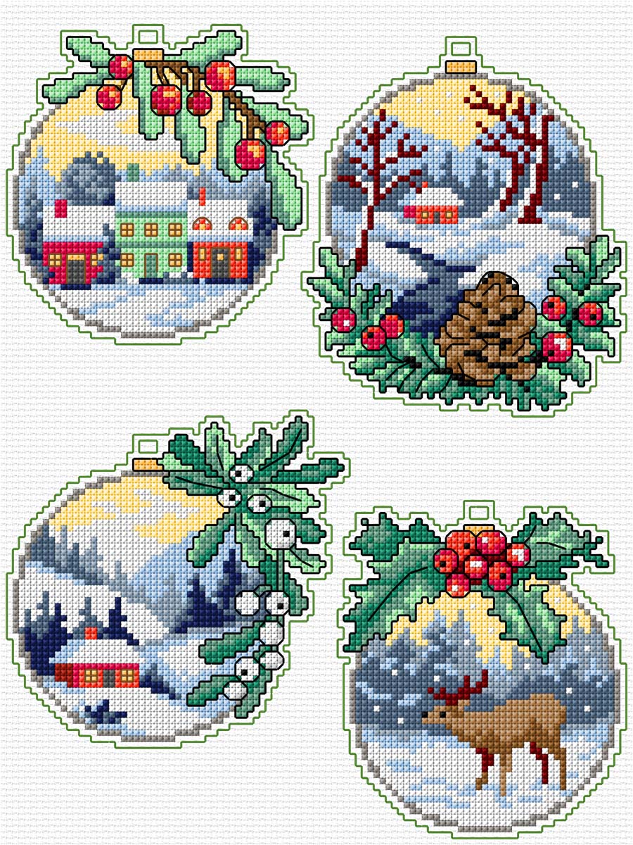 Ornaments Winter Time Plastic Canvas Counted Cross Stitch Kit by Orchidea 8715