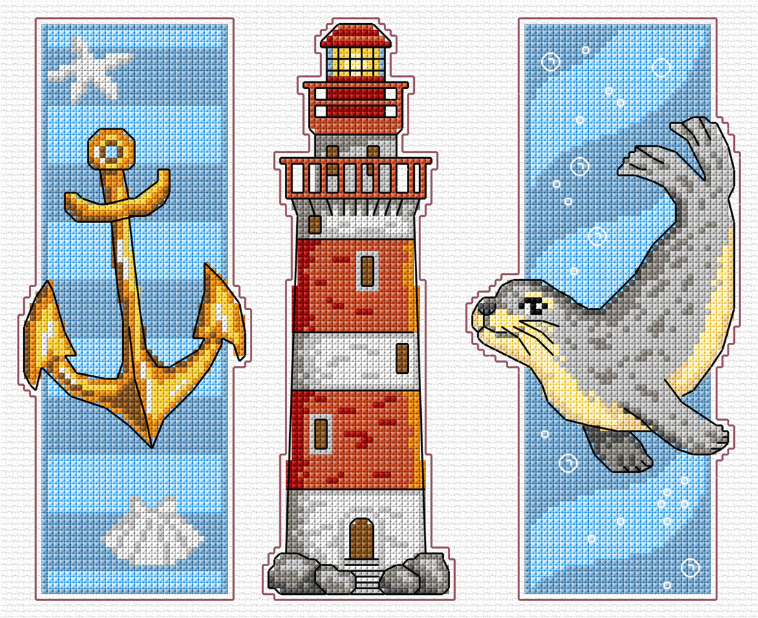 Bookmarks Sea Motifs Plastic Canvas Counted Cross Stitch Kit by Orchidea 8721
