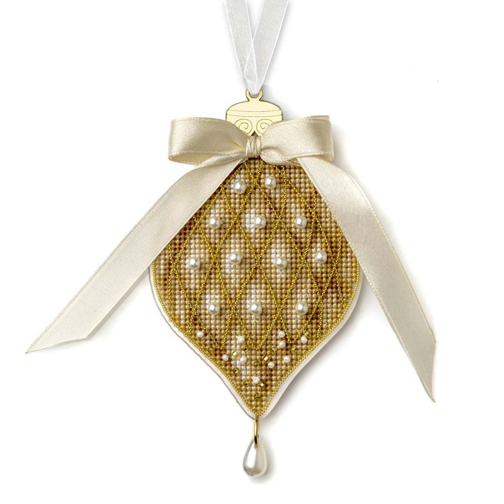 Christmas Ornament - Golden Pinecone Plastic Base Cross-Stitch Kit by Wonderland Crafts FLX-136