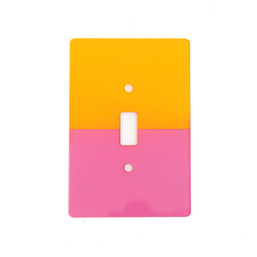 Pink and yellow color acrylic block light switch plate