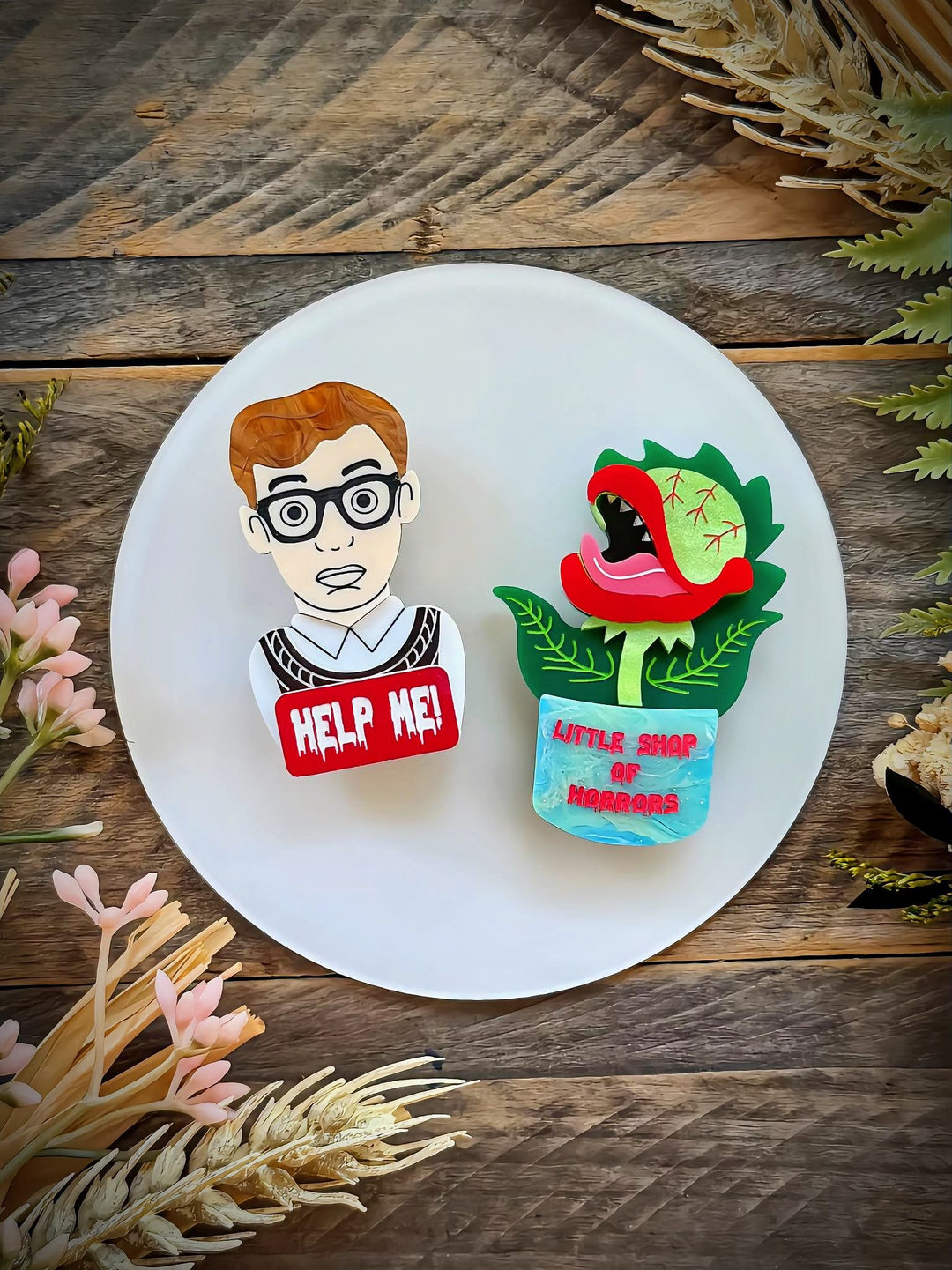 Little Shop of Horrors Brooch Set - Plant Monster Halloween Statement Pin Set
