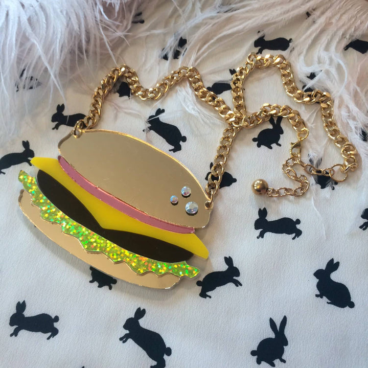 Hamburger Acrylic Large Food Necklace