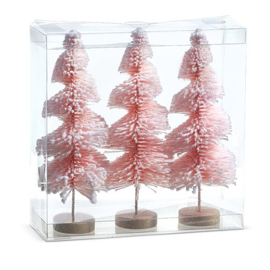 9" Pink Snowy Bottle Brush Trees by Raz Imports image