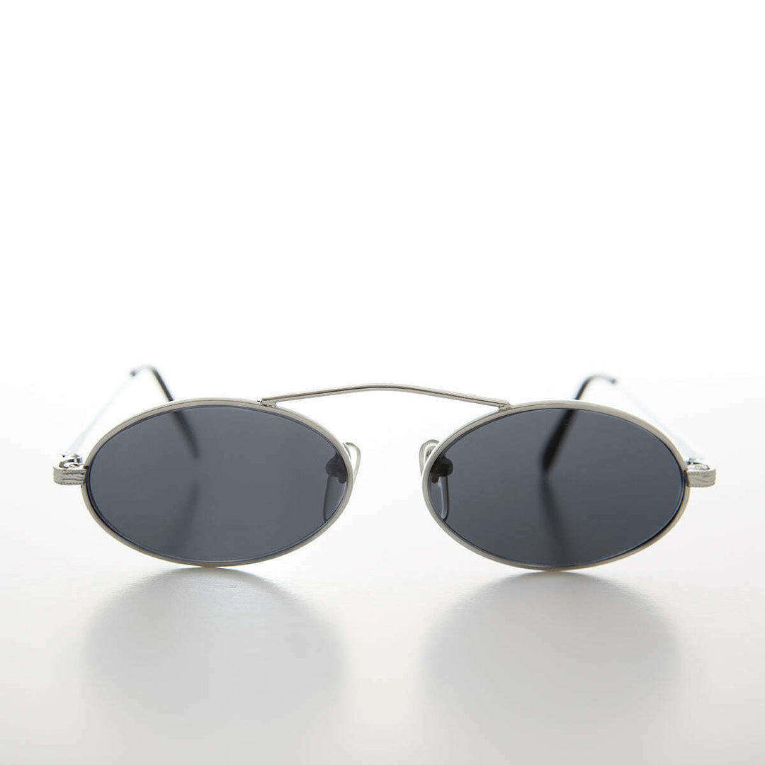 90s Oval Metal Aviator Sunglass with Floating Cross Bar - Avery