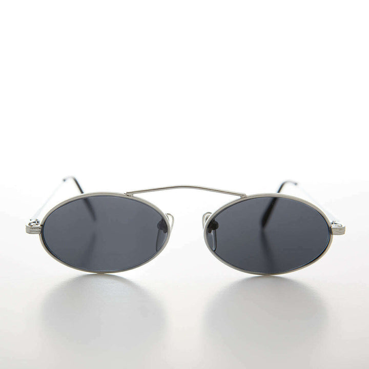 90s Oval Metal Aviator Sunglass with Floating Cross Bar - Avery