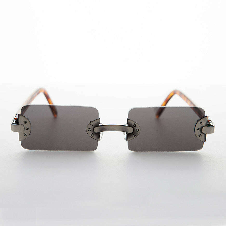 90s Vintage Rectangle Rimless Punk Goth Sunglass - Rebel 1