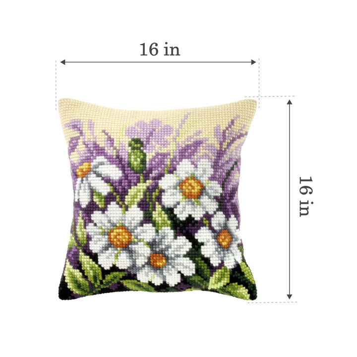 Cushion cross stitch kit  "White flowers on meeadow" 9122