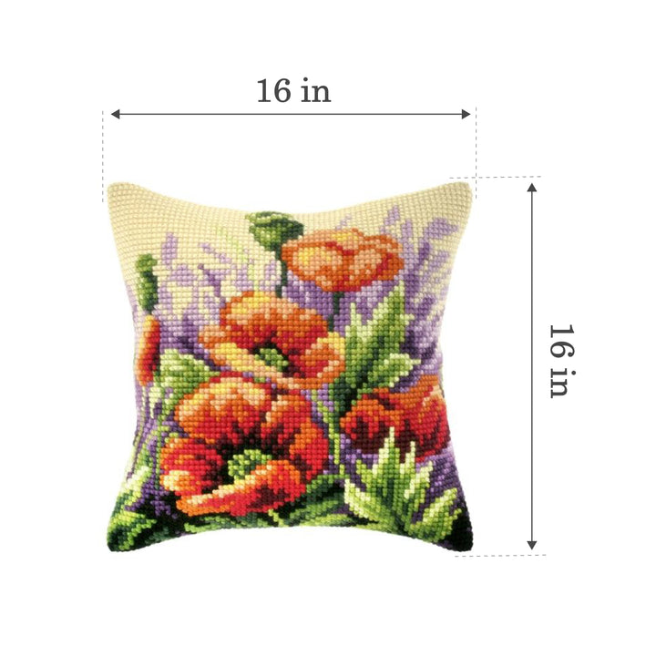 Cushion cross stitch kit  "Poppies on meadow" 9123