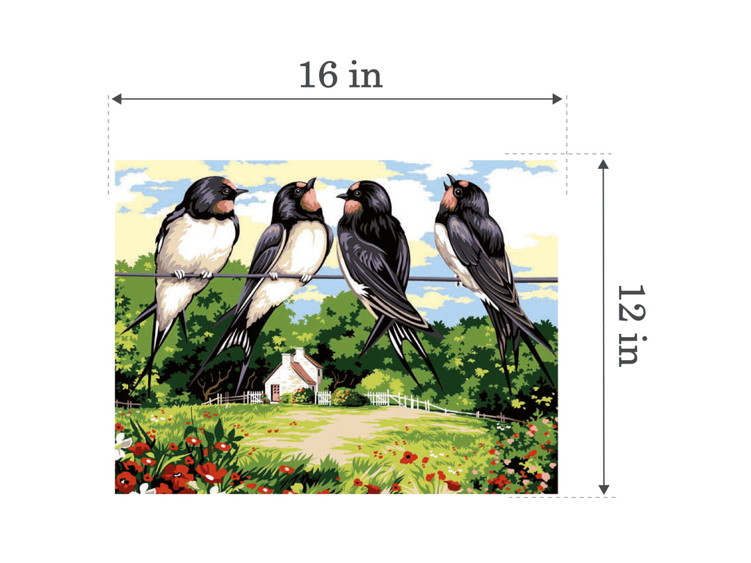 Needlepoint canvas for halfstitch without yarn The Swallows SE926.288 Seg De Paris Printed Tapestry Canvas