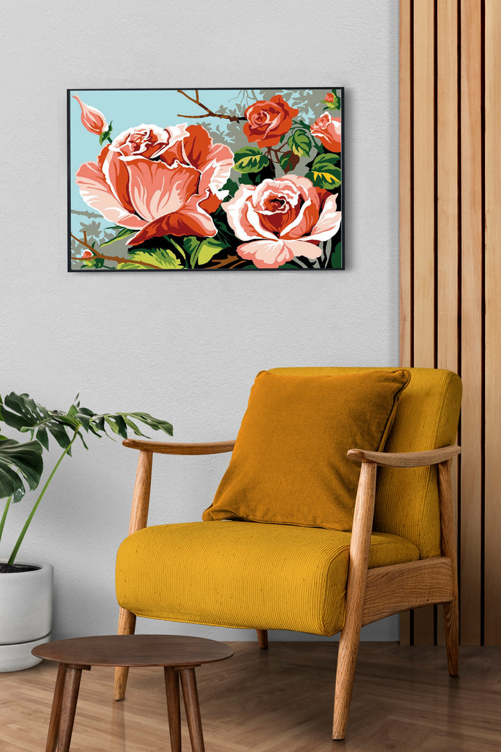 Needlepoint canvas for halfstitch without yarn Roses SEU928.339 Seg De Paris Printed Tapestry Canvas