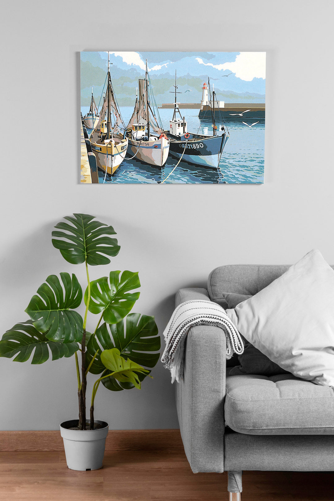 Needlepoint canvas for halfstitch without yarn Canvas The Trawlers SE929.106 Seg De Paris Printed Tapestry Canvas