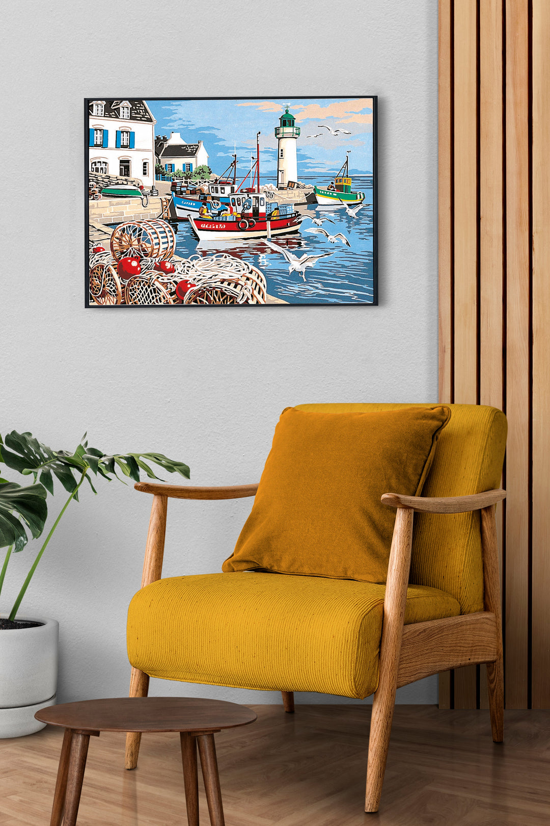 Needlepoint canvas for halfstitch without yarn Canvas The fishing port SE929.279 Seg De Paris Printed Tapestry Canvas