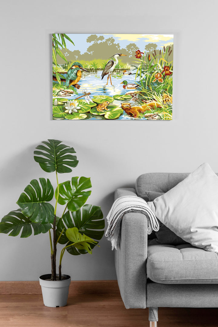 Needlepoint canvas for halfstitch without yarn Life in the Marshes SE929.408 Seg De Paris Printed Tapestry Canvas