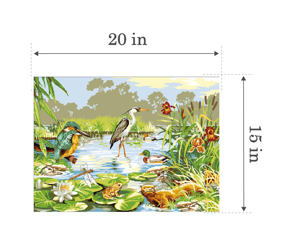 Needlepoint canvas for halfstitch without yarn Life in the Marshes SE929.408 Seg De Paris Printed Tapestry Canvas