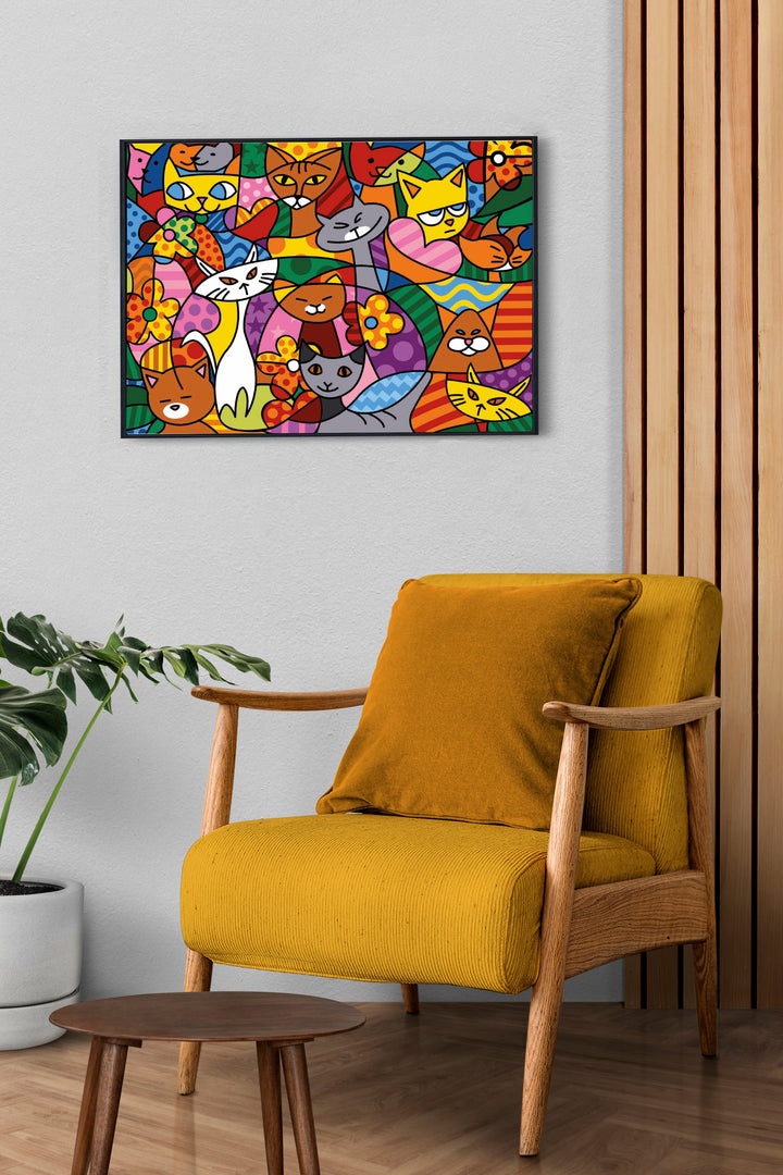 Needlepoint canvas for halfstitch without yarn Canvas Color Cats SE929.599 Seg De Paris Printed Tapestry Canvas