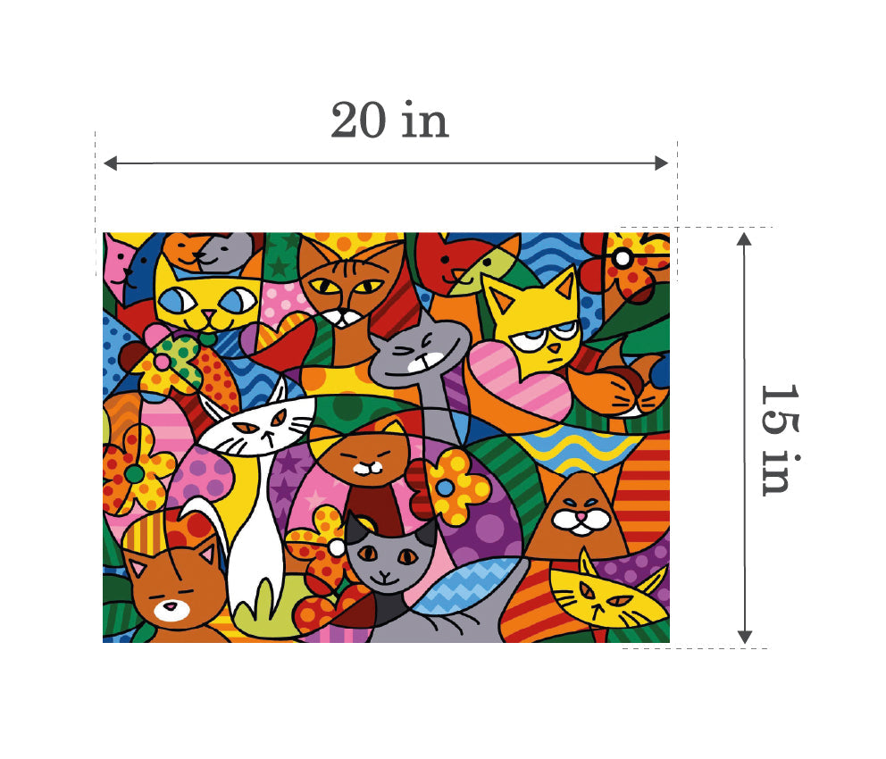 Needlepoint canvas for halfstitch without yarn Canvas Color Cats SE929.599 Seg De Paris Printed Tapestry Canvas