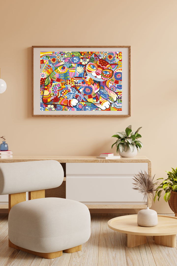 Needlepoint canvas for halfstitch without yarn Canvas Cat Flora SE929.603 Seg De Paris Printed Tapestry Canvas