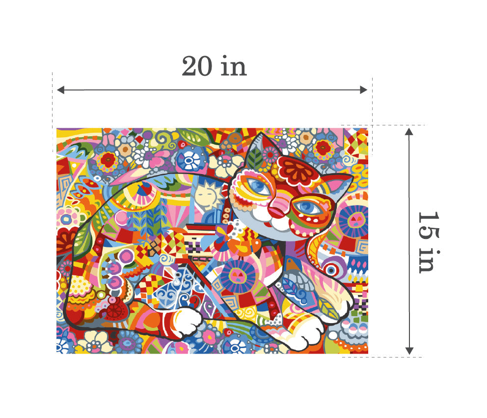 Needlepoint canvas for halfstitch without yarn Canvas Cat Flora SE929.603 Seg De Paris Printed Tapestry Canvas