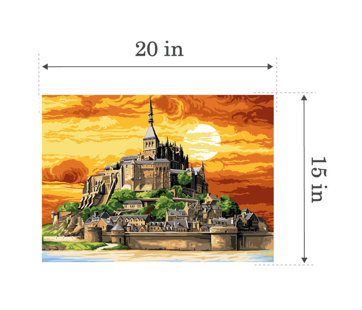 Needlepoint canvas for halfstitch without yarn Canvas Mont Saint Michel SE929.605 Seg De Paris Printed Tapestry Canvas