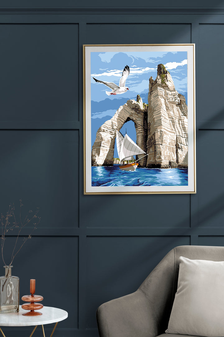 Needlepoint canvas for halfstitch without yarn Etretat Sail SE929.629 Seg De Paris Printed Tapestry Canvas