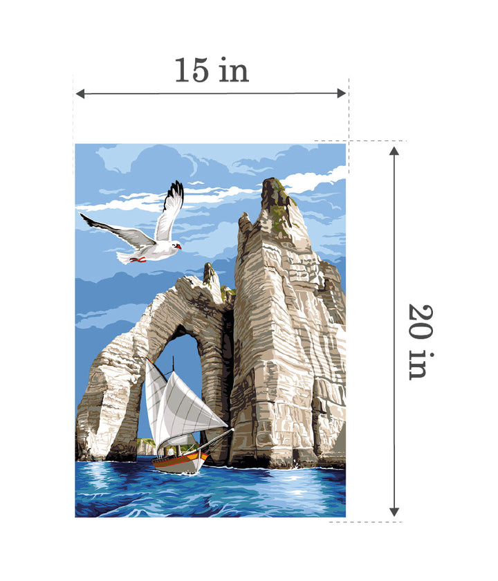 Needlepoint canvas for halfstitch without yarn Etretat Sail SE929.629 Seg De Paris Printed Tapestry Canvas