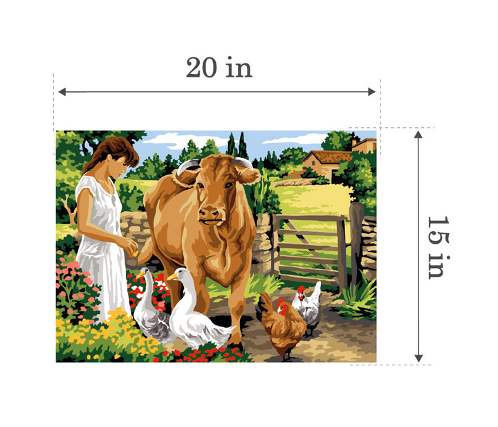 Needlepoint canvas for halfstitch without yarn In The Enclosure SE929.719 Seg De Paris Printed Tapestry Canvas