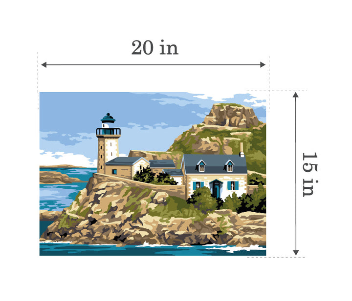 Needlepoint canvas for halfstitch without yarn The Rocks of Brittany SE929.726 Seg De Paris Printed Tapestry Canvas