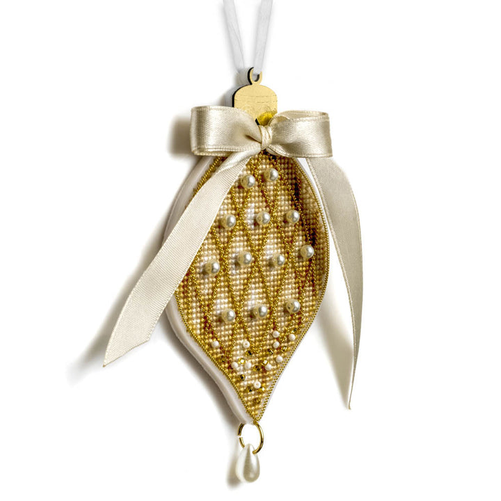 Christmas Ornament - Golden Pinecone Plastic Base Cross-Stitch Kit by Wonderland Crafts FLX-136
