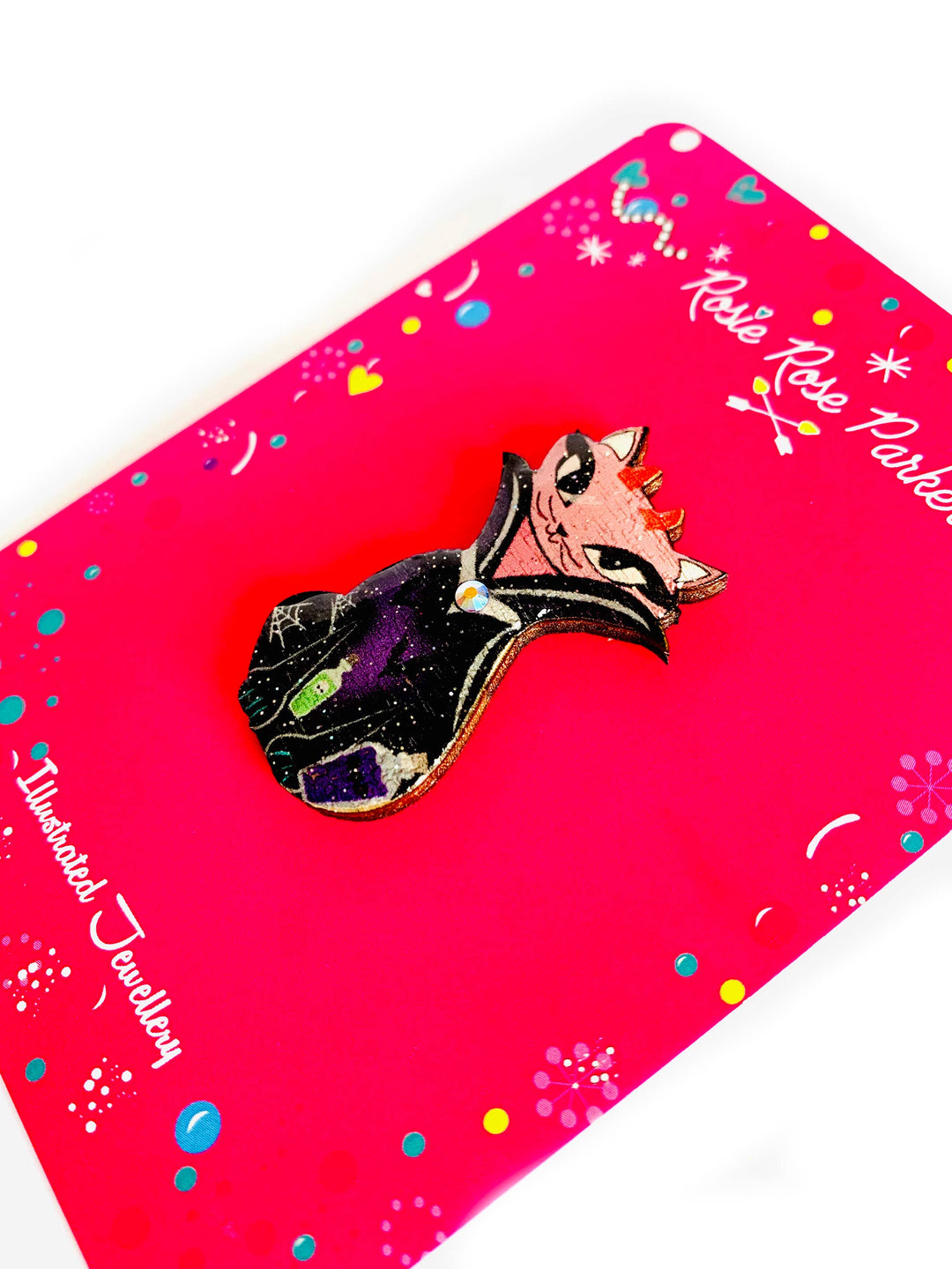 Retro Vampire Cat Pin by Rosie Rose Parker