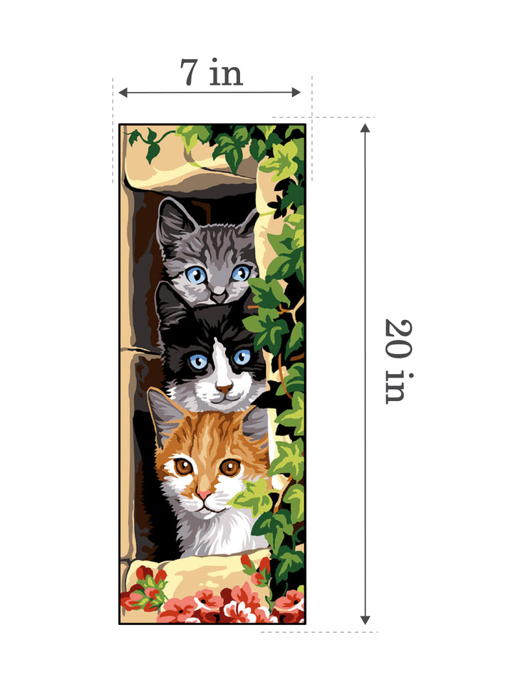 Needlepoint canvas for halfstitch without yarn The Three Cats SE950.168 Seg De Paris Printed Tapestry Canvas