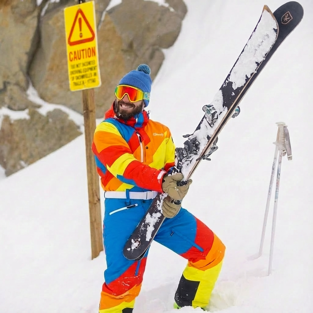 The Groovy Gondola | Orange Retro Swirl One Piece Ski Suit