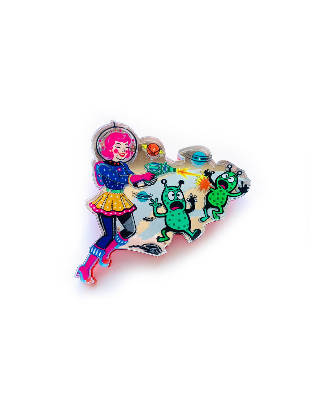 Space Girl Alien Blaster Brooch by Rosie Rose Parker