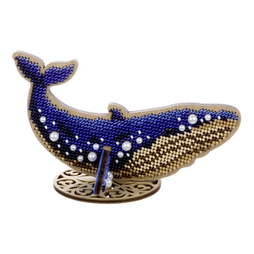 Wooden Bead Embroidery Kit ‚Äì ‚ÄúBlue Whale‚Äù FLK-582
