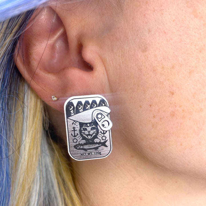 Kitten Breath Tinned Fish Can Earrings
