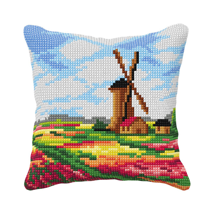 Needlepoint Cushion. Cross stitch kit  "Landscape with a Windmill" 99113