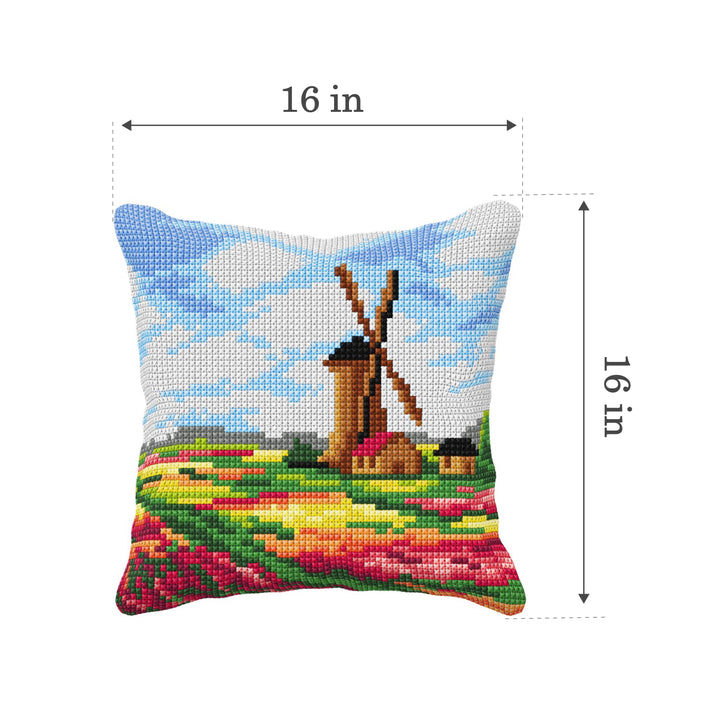 Needlepoint Cushion. Cross stitch kit  "Landscape with a Windmill" 99113