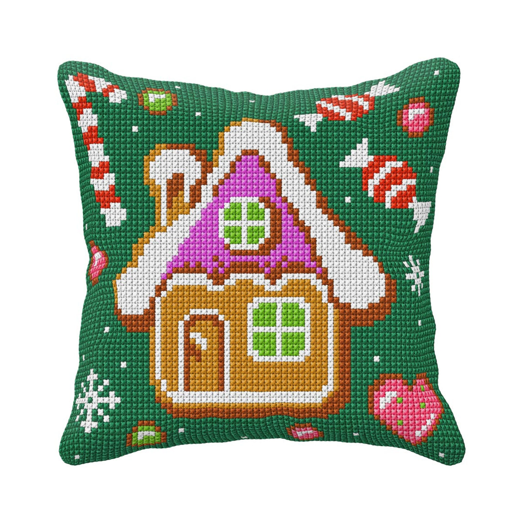 Needlepoint Cushion. Cross stitch kit  "Gingerbread house" 99114