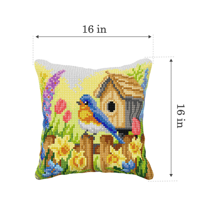 Spring Bird Cushion Cross Stitch Kit by Orchidea 99122