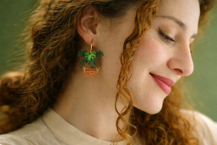 Monstera Hoop Earrings image 2
