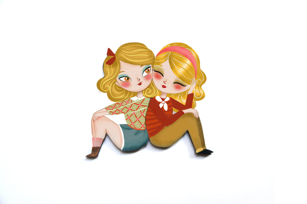 Puzzle with blonde girl brooch by Laliblue