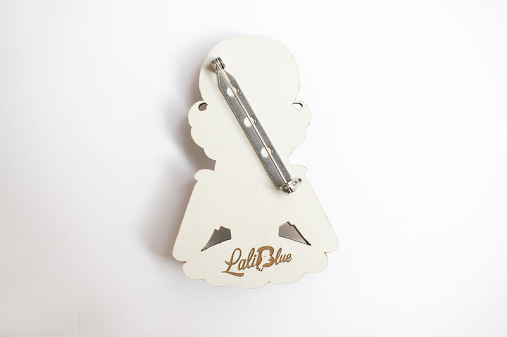 Girl with Snowman Snow Globe Brooch