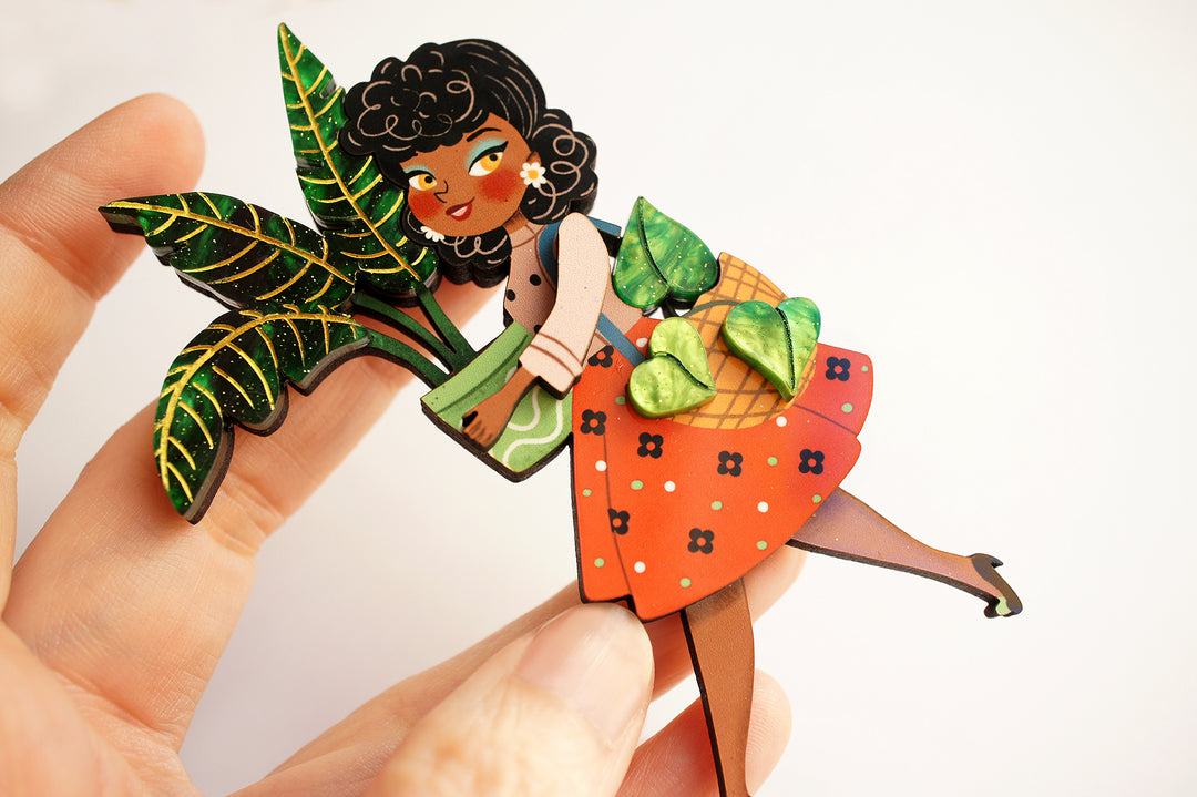 Girl with Plants Brooch by Laliblue, image 3