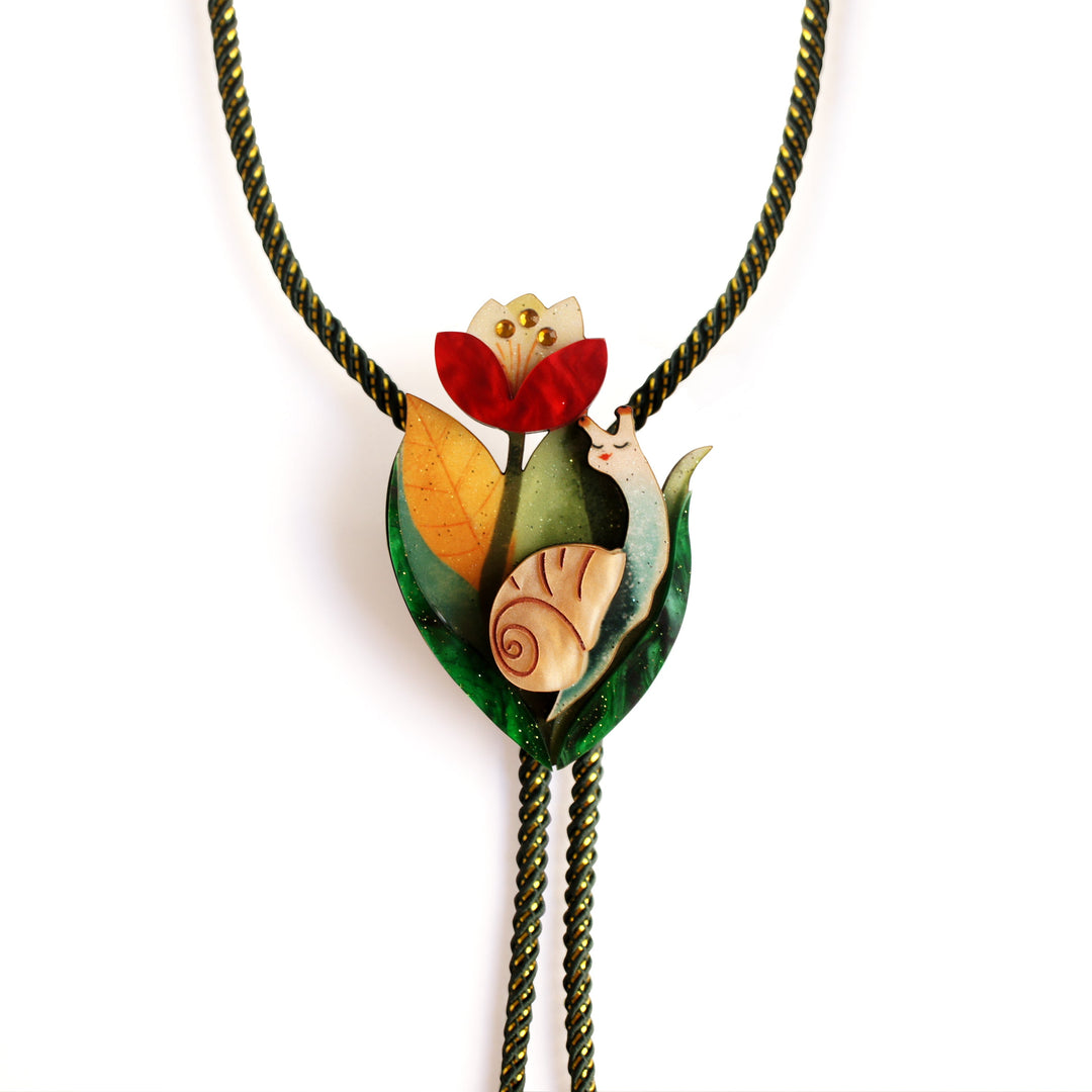 Flower and Snail Bolo Necklace by Laliblue