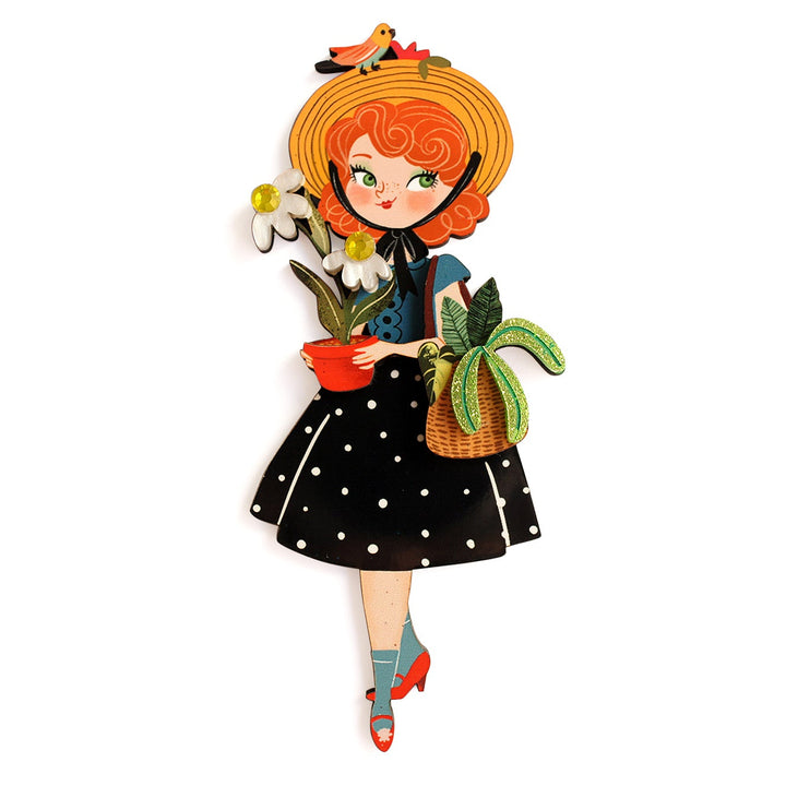 Girl with Daisies Brooch by Laliblue