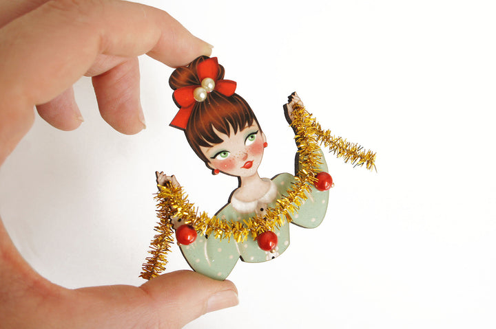 Girl With Tinsel Brooch by Laliblue